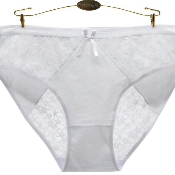 Big White Cotton Panties with Lace Back panel and side inserts. - Picture 1 of 4
